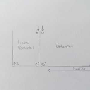 Zunahmen für Ärmelnaht Linkes Vorderteil