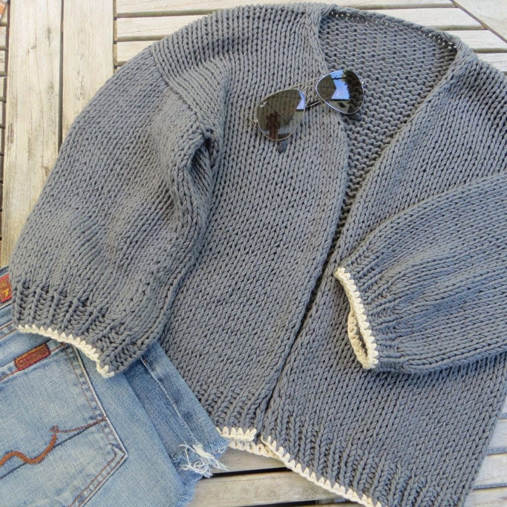 Luna Cardigan - Einfach Sommer Strickjacke mit Häkel Umrandung