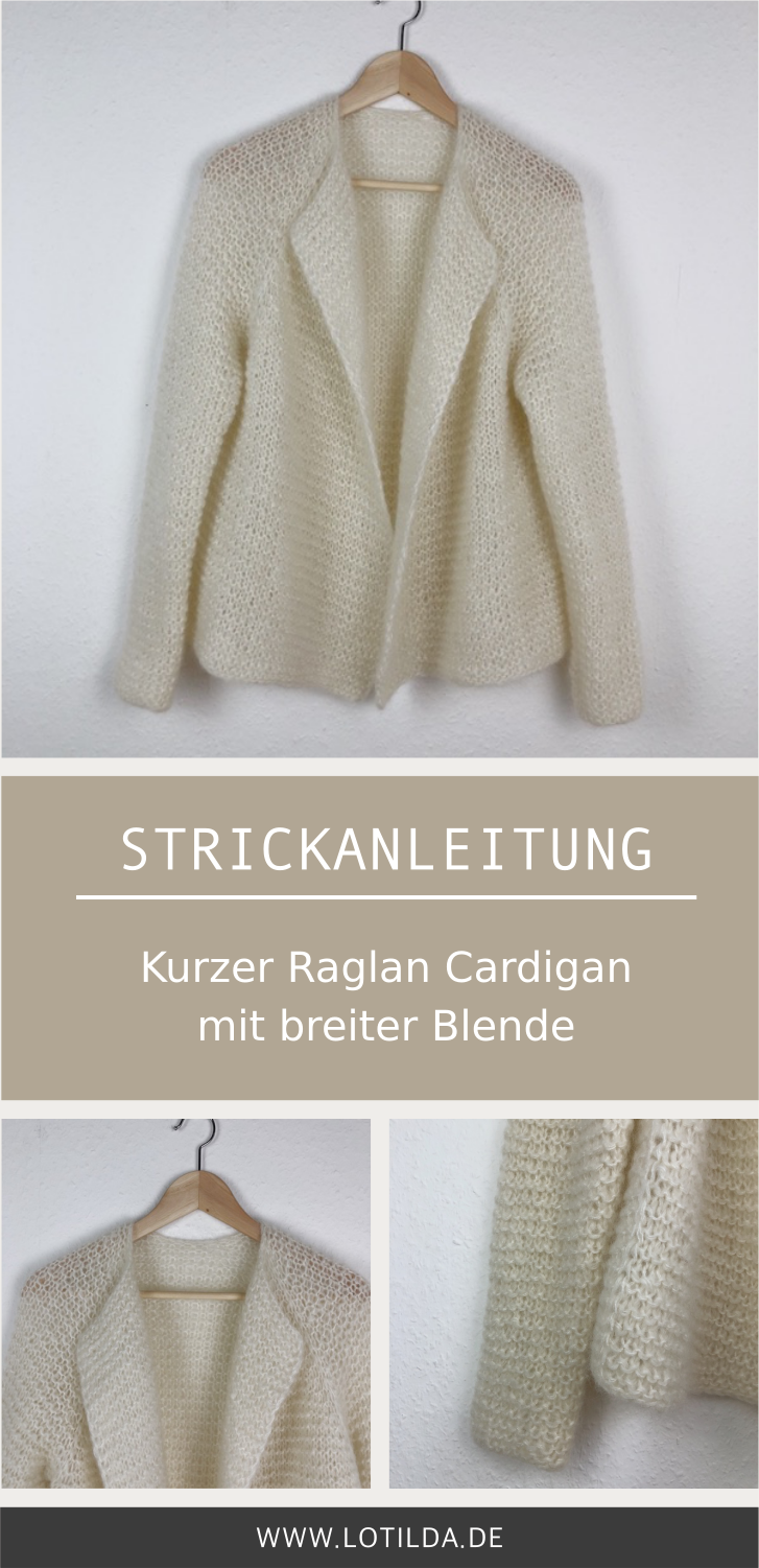 KARLA Kurzer Raglan Cardigan mit breiter Blende